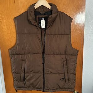 Brown Puffer Vest Mens Large Zip Pockets Aeropostale
